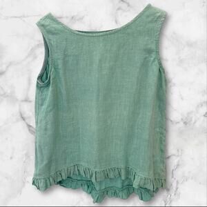 Bryn Walker 100% Linen Blue High Low Flowy Oversized Lagenlook Top M